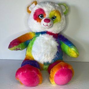 BAB Pop of Color Rainbow Panda Tie Dye 15" Build A Bear Stuffed Toy Plush